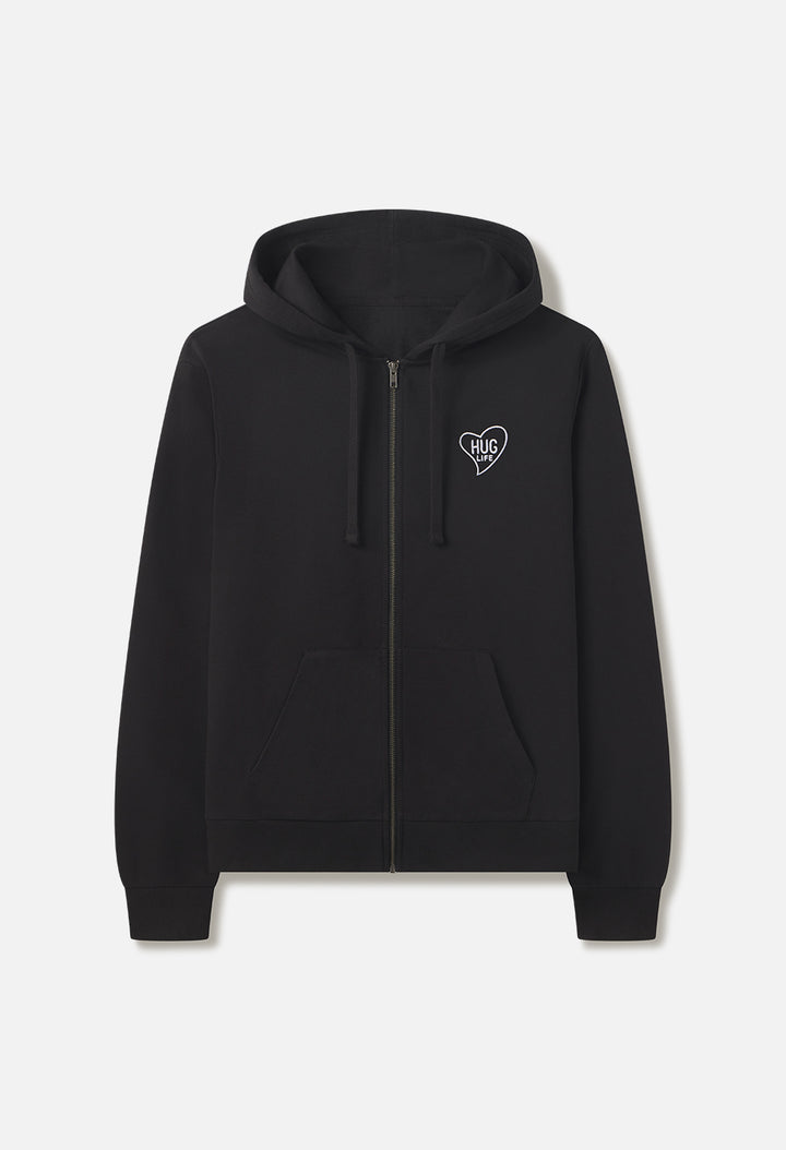 Classic Full-Zip Hoodie / Hug Life Black