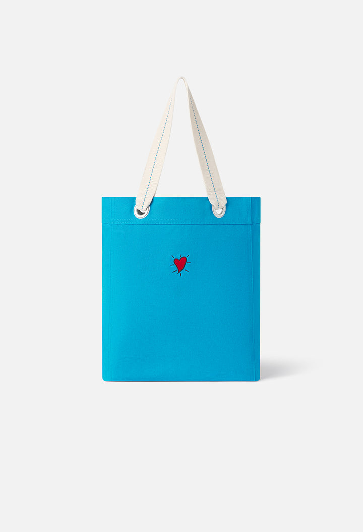 Canvas Tote Bag / Hoffman Heart / Blue