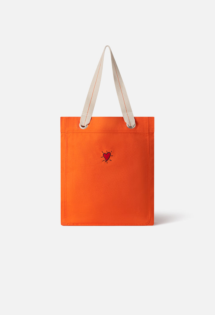 Canvas Tote Bag / Hoffman Heart / Orange