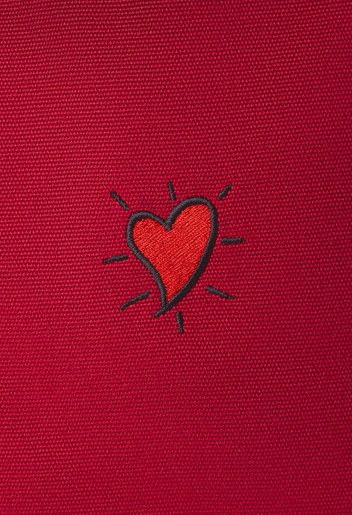 Canvas Tote Bag / Hoffman Heart / Burgundy