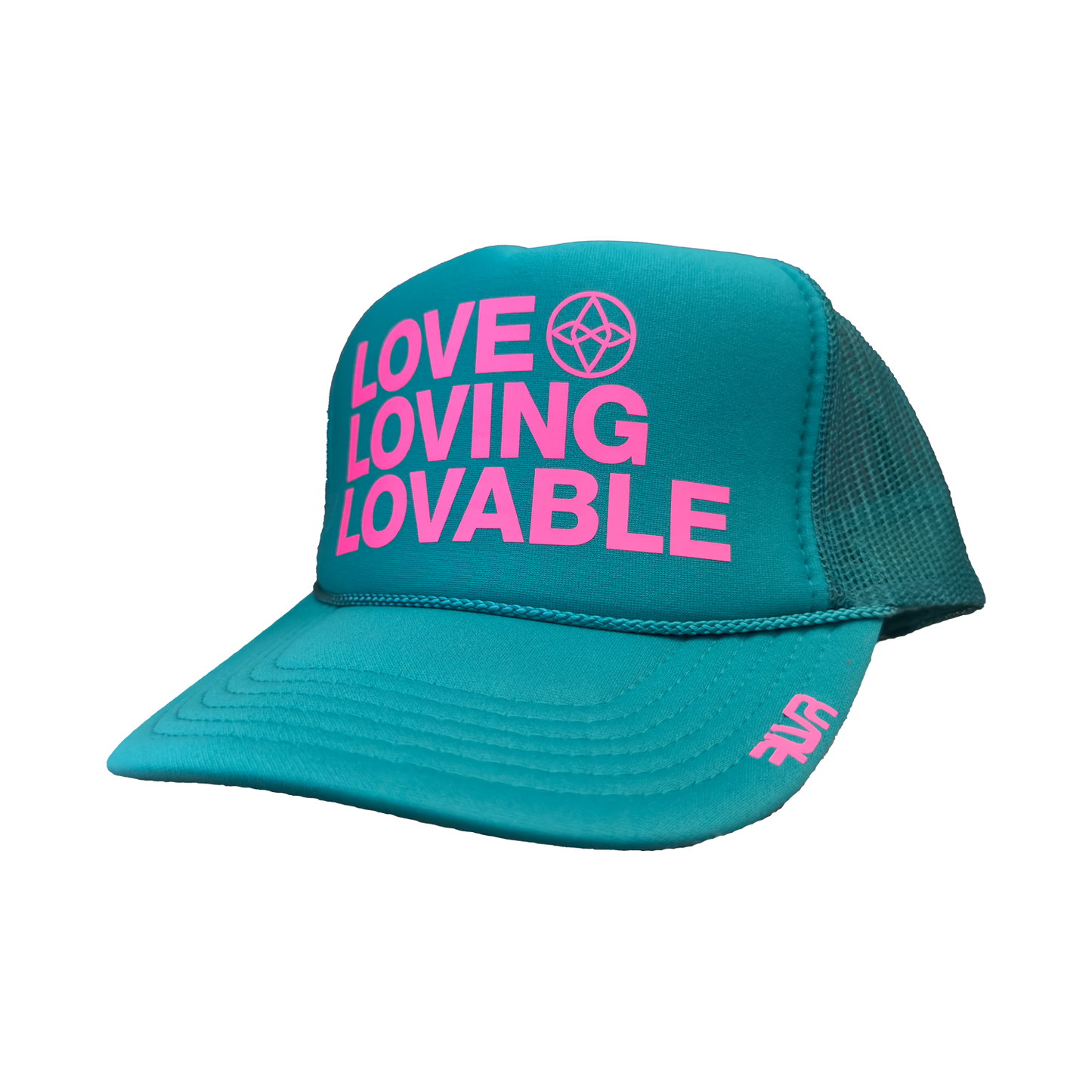 Love Loving Lovable - Trucker Hat - Jade / Pink
