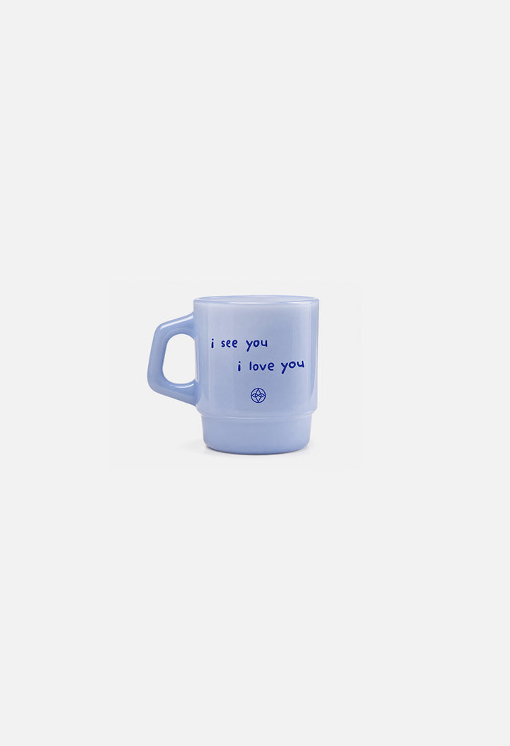 Souvenir Milk Glass Mug / I See You, I love You