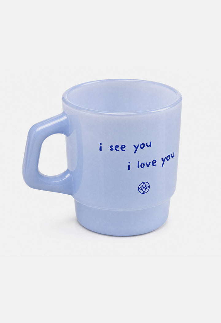 Souvenir Milk Glass Mug / I See You, I love You