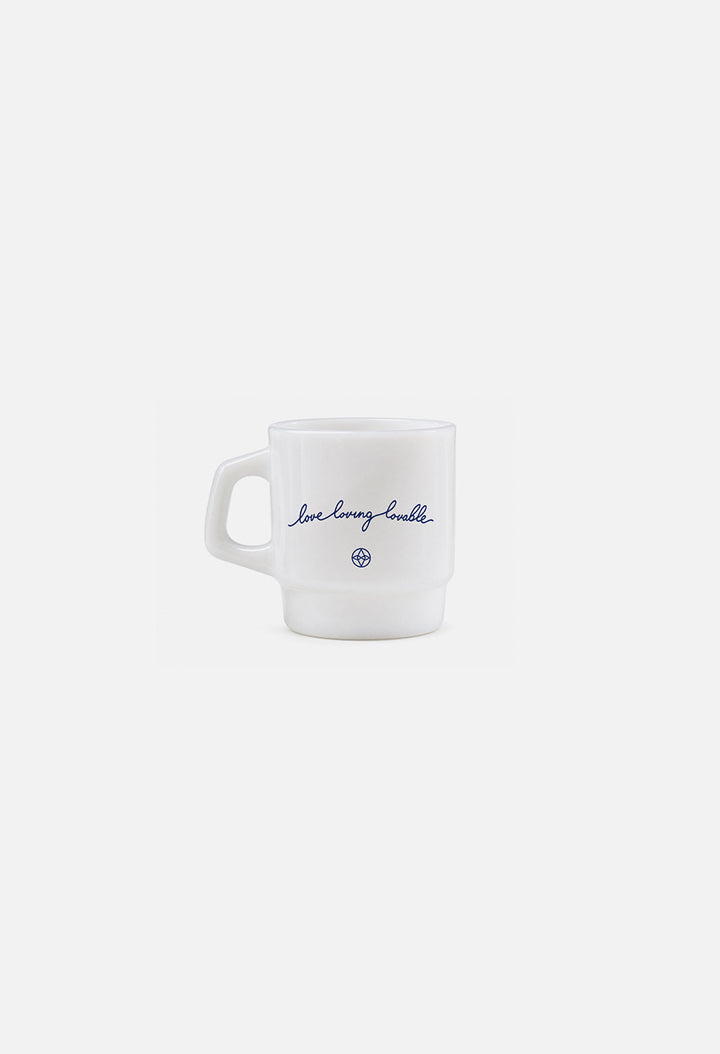 Souvenir Milk Glass Mug / Love Loving Lovable